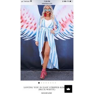 Loving You Is Easy Striped Kimono (Blue/White)